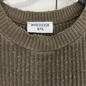 Whitefish Bay Olive Green Cotton Crewneck Sweater